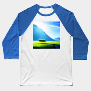 Summer Sun in the Hidden Mountain Valley Digital Art (MD23SMR012) Baseball T-Shirt